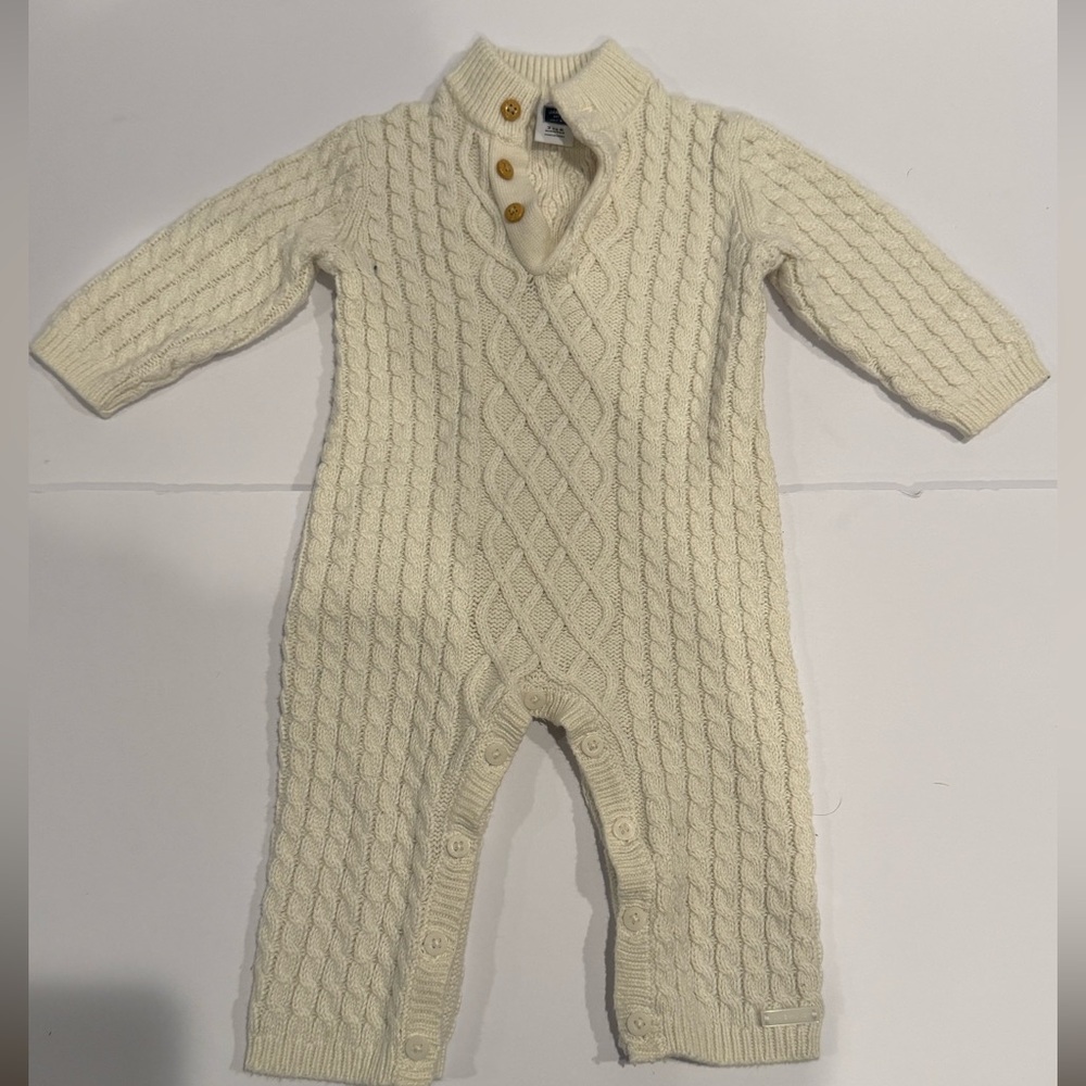Janie and Jack Cream Cable Knit One-Piece